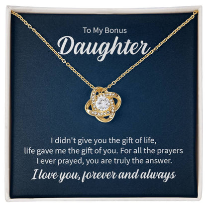 To My Bonus Daughter Necklace – Daughter Gift for Birthday, Graduation Achievements – Love Knot Necklace - Personalize Memories
