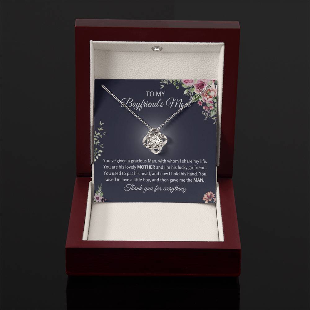 To My Boyfriend's Mom - Thank You For Everything - Love Knot Necklace - Personalize Memories