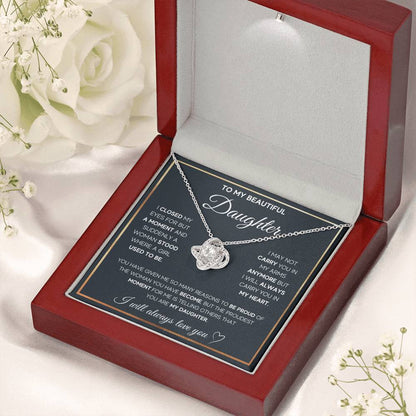 To My Daughter Necklace – Daughter Christmas Graduation Jewelry Gift – Love Knot Necklace - Personalize Memories