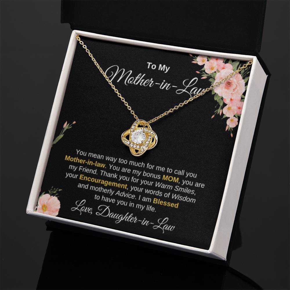 Mother In Law Gift from Daughter In Law - I am blessed to have you in my life - Love Knot Necklace - Personalize Memories