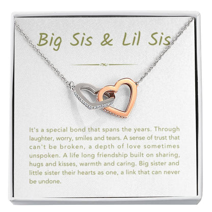 Big Sis & Lil Sis Necklace - Gift for Sisters - Interlocking Hearts Necklace - Personalize Memories