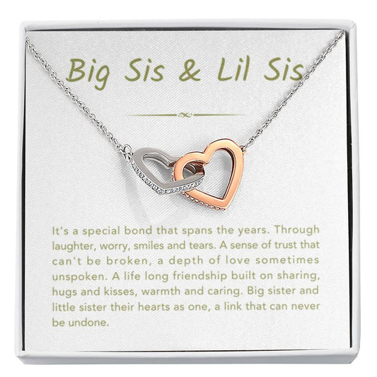 Big Sis & Lil Sis Necklace - Gift for Sisters - Interlocking Hearts Necklace - Personalize Memories