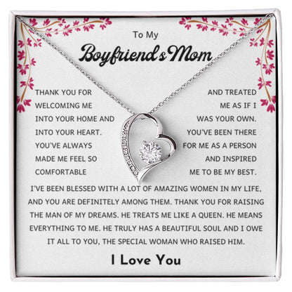 To My Boyfriend's Mom - Thank you welcoming me into your home - Forever Love Necklace - Unique Bf Mom Present - Personalize Memories