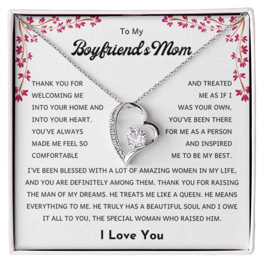 To My Boyfriend's Mom - Thank you welcoming me into your home - Forever Love Necklace - Unique Bf Mom Present - Personalize Memories