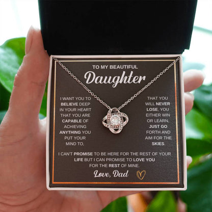 To My Daughter Necklace – Dad to Daughter Birthday Jewelry – Love Knot Necklace - Personalize Memories