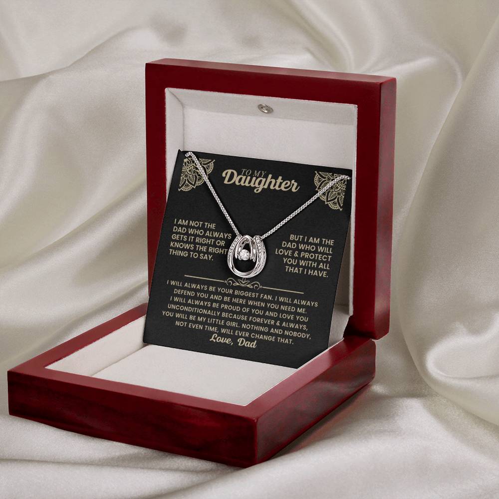 To My Daughter Necklace - Heartfelt Gift from Dad for Birthday, Graduation & Proud Dad Moments - Lucky In Love Necklace - Personalize Memories