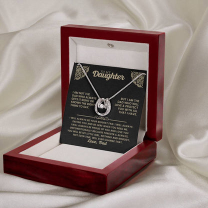 To My Daughter Necklace - Heartfelt Gift from Dad for Birthday, Graduation & Proud Dad Moments - Lucky In Love Necklace - Personalize Memories