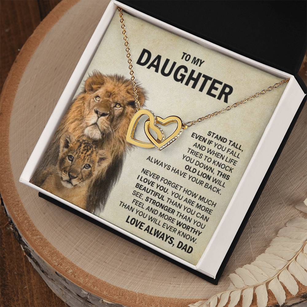 To My Daughter Necklace - Everyday Love Jewelry Gift from Dad for Daughter’s Birthday & Just Because - Interlocking Hearts Necklace - Personalize Memories