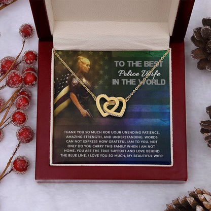 To My Beautiful Police Wife - Interlocking Hearts Necklace - Personalize Memories