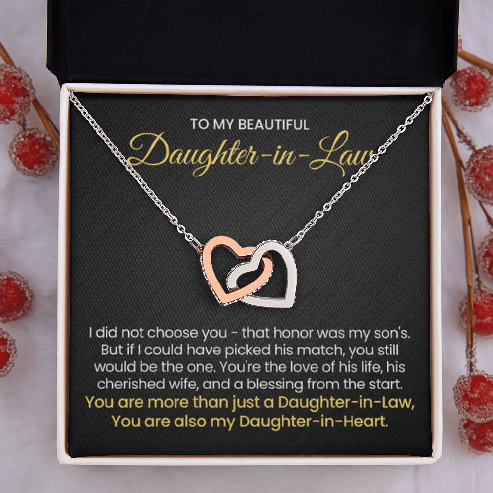 To My Daughter In Law - You are also my Daughter in heart - Interlocking Hearts Necklace - Personalize Memories