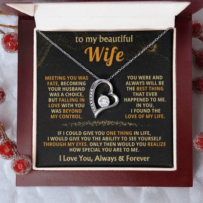 To My Beautiful Wife Necklace - Emotional Love Jewelry Gift from Husband for Valentine’s Day & Birthday Happiness - Forever Love Necklace - Personalize Memories