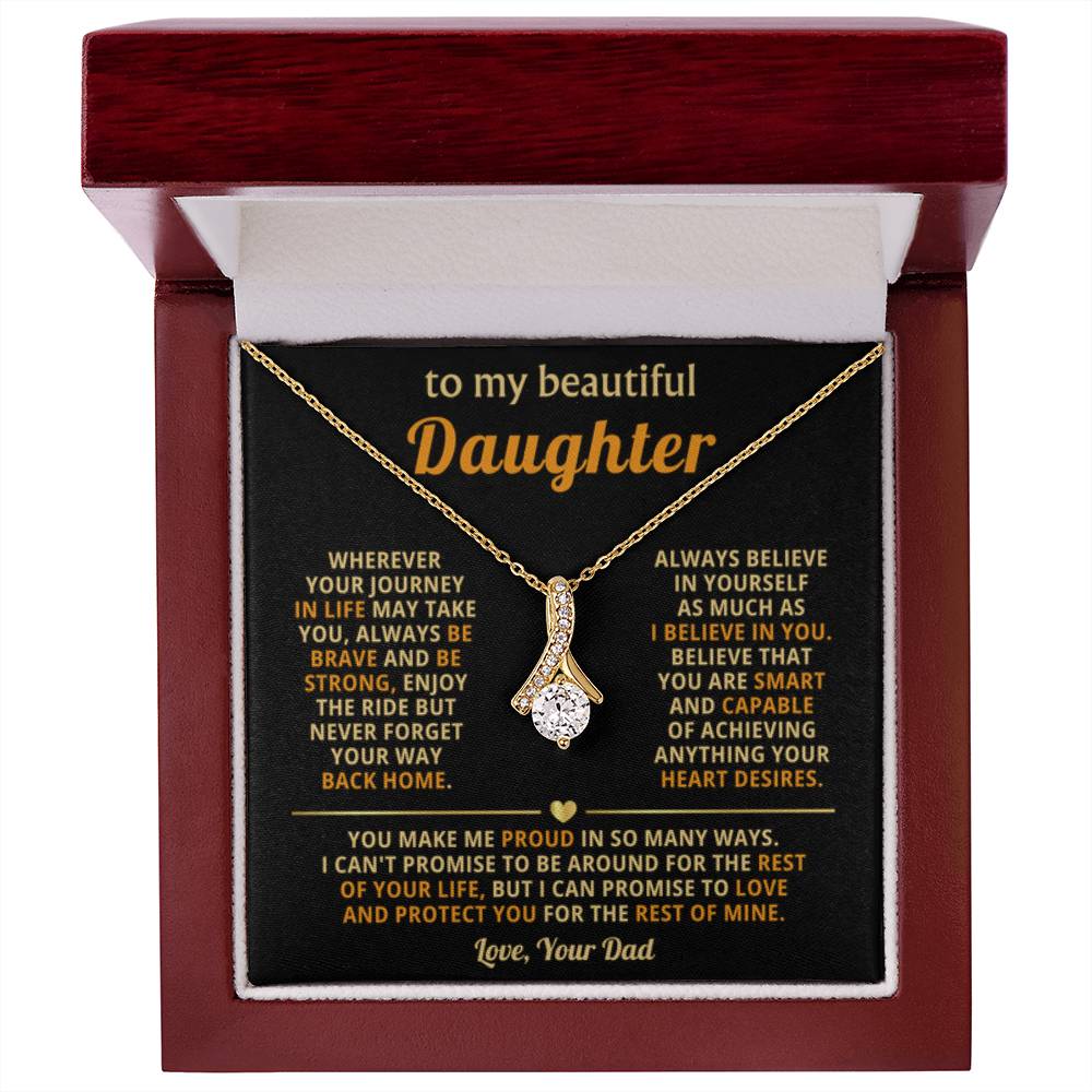 To My Daughter Necklace – Daughter Gift for Birthday Graduation Achievements – Alluring Beauty Necklace - Personalize Memories