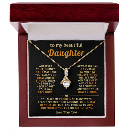 To My Daughter Necklace – Daughter Gift for Birthday Graduation Achievements – Alluring Beauty Necklace - Personalize Memories