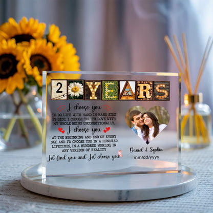 Personalized Acrylic Block, Happy 20th Anniversary Gift For Husband And Wife, Custom Photo Gift For Couples, I Choose You Personalize Memories