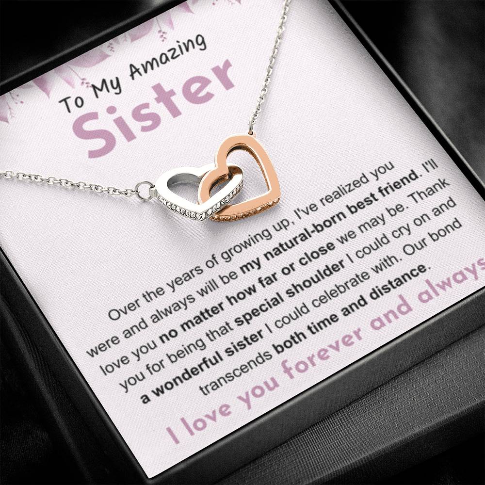 To My Amazing Sister - Interlocking Hearts Necklace - Gift for Sister - Personalize Memories