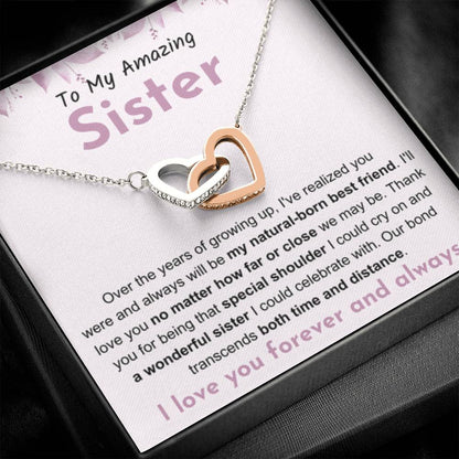 To My Amazing Sister - Interlocking Hearts Necklace - Gift for Sister - Personalize Memories