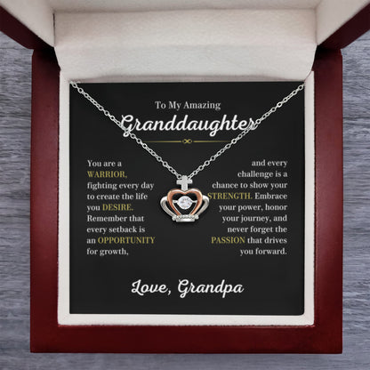 To My Granddaughter Necklace – Graduation & Birthday Gift from Grandpa – Crown Pendant Necklace - Personalize Memories
