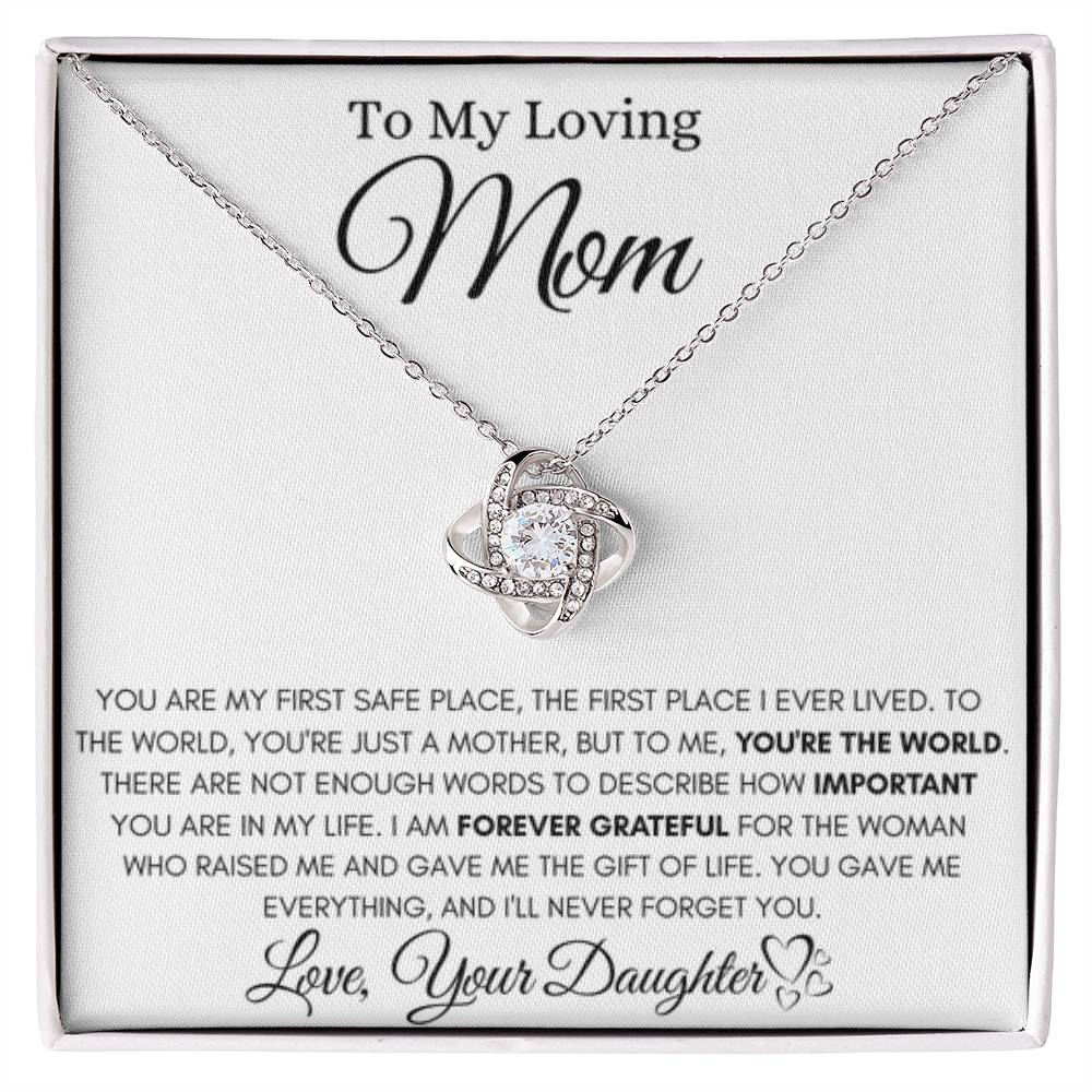 To My Loving Mom - You're the world - Love Knot Necklace - Unique Gift for Mom - Personalize Memories