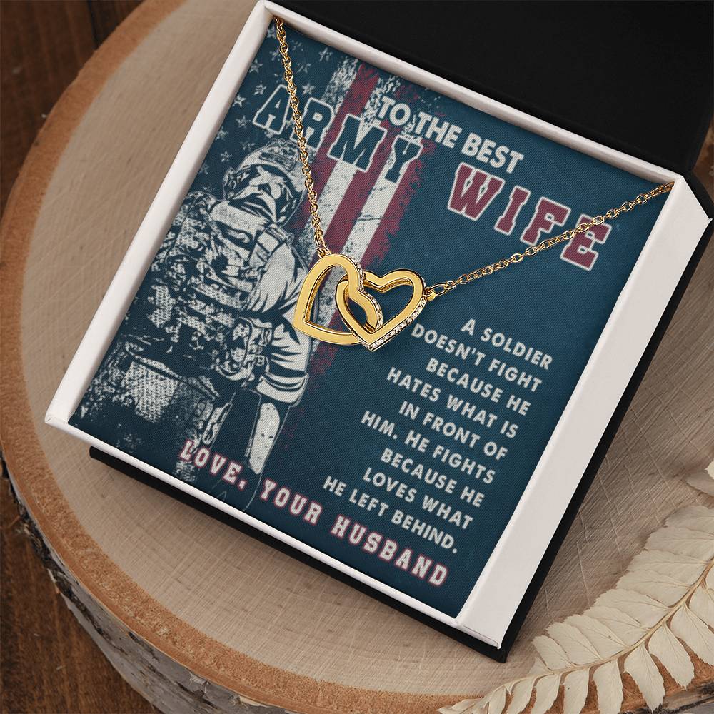 To The Best Army Wife Interlocking Hearts Necklace from Husband - Personalize Memories