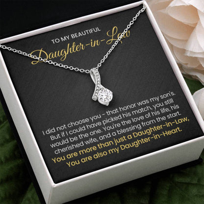 To My Daughter In Law - You are also my Daughter in heart - Alluring Beauty Necklace - Personalize Memories