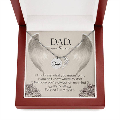 Angel Wing Dad Necklace Gift from Heaven - Forever in my Heart - Father Sympathy Gift