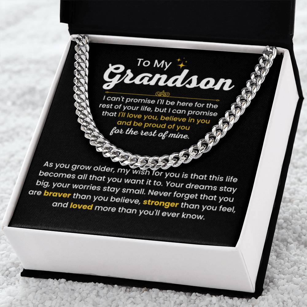 To My Grandson - I Believe in you - Chain Link Chain from Grandparents - Personalize Memories