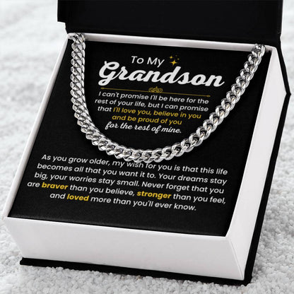 To My Grandson - I Believe in you - Chain Link Chain from Grandparents - Personalize Memories