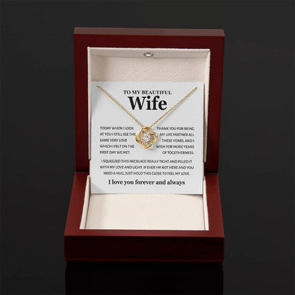 To My Beautiful Wife - Feel My Love - Love Knot Necklace Gift from Husband - Personalize Memories