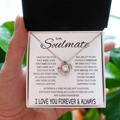 To My Soulmate Necklace - Romantic Gift for Valentine’s Day & Relationship Milestones - Love Knot Necklace - Personalize Memories