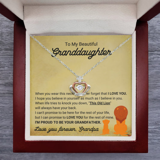 To My Granddaughter Necklace – Graduation, Birthday Gift Idea for Granddaughter – Crown Pendant Necklace