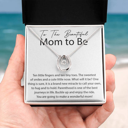 To The Beautiful Mom To Be - Lucky In Love Necklace - Personalize Memories