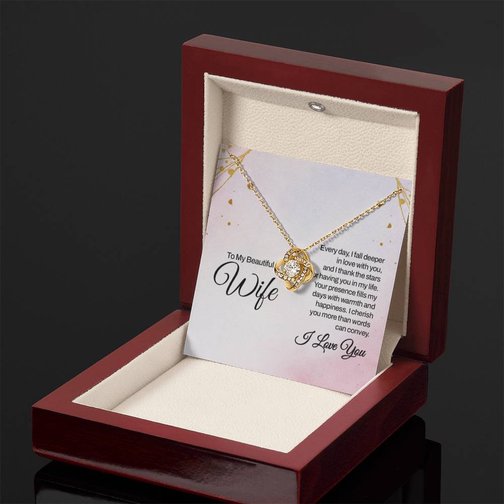 To My Wife Necklace - Holiday & Valentine’s Day Gift from Husband - Love Knot Necklace - Personalize Memories