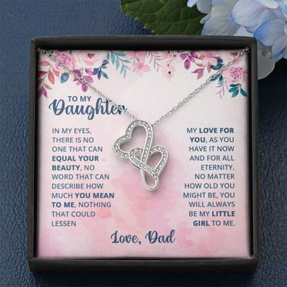Gift for Daughter from Mom - You will always be my little girl - Heart-to-heart Pendant Necklace - Personalize Memories