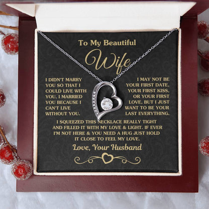 To My Wife Necklace - Beautiful Wife Jewelry Gift for Birthday, Valentine’s Day & Special Romantic Moments - Forever Love Necklace - Personalize Memories