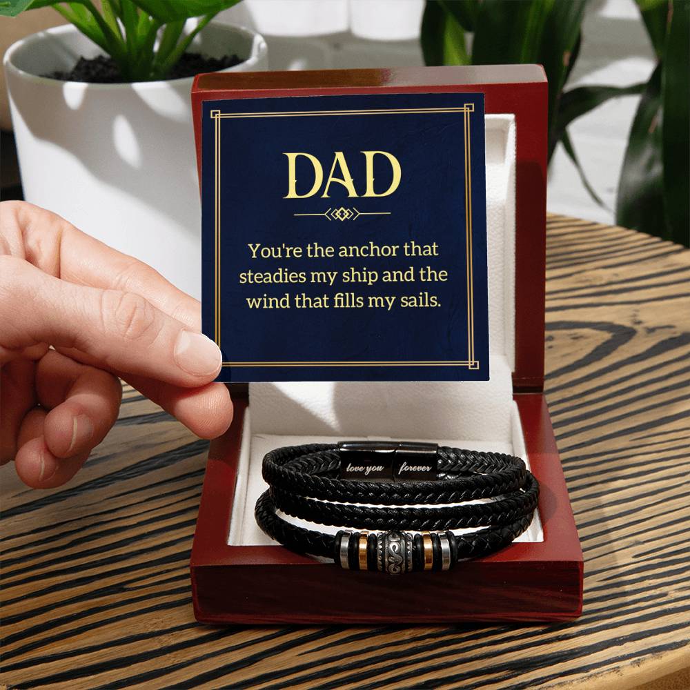 Dad - You're the anchor that steadies my ship - Gift for Dad - Love You Forever Bracelet - Personalize Memories