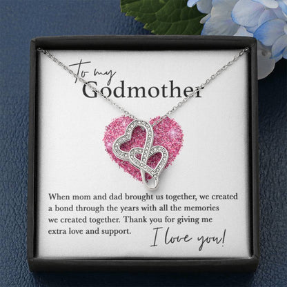 To My Godmother - Thank You For Giving Me Extra Love and Support - Heart-to-heart Pendant Necklace - Personalize Memories