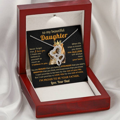 To My Daughter Necklace - Best Gift for Daughter from Dad - Heart-to-heart Pendant Necklace - Personalize Memories