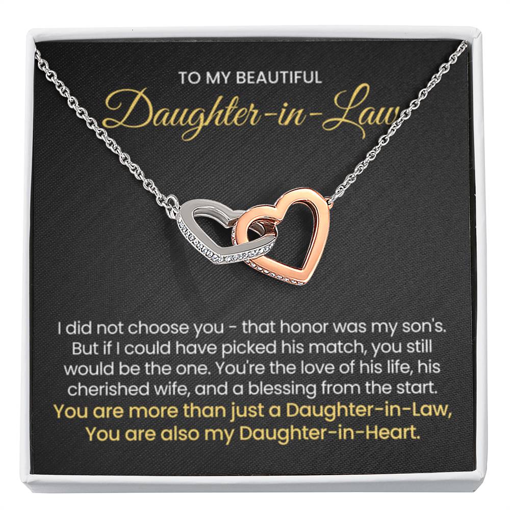 To My Daughter In Law - You are also my Daughter in heart - Interlocking Hearts Necklace - Personalize Memories