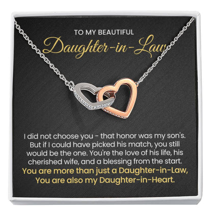 To My Daughter In Law - You are also my Daughter in heart - Interlocking Hearts Necklace - Personalize Memories