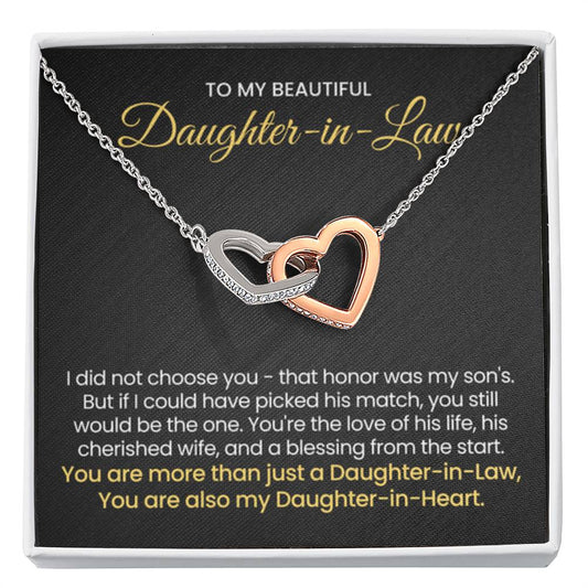 To My Daughter In Law - You are also my Daughter in heart - Interlocking Hearts Necklace - Personalize Memories