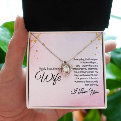 To My Wife Necklace - Holiday & Valentine’s Day Gift from Husband - Love Knot Necklace - Personalize Memories