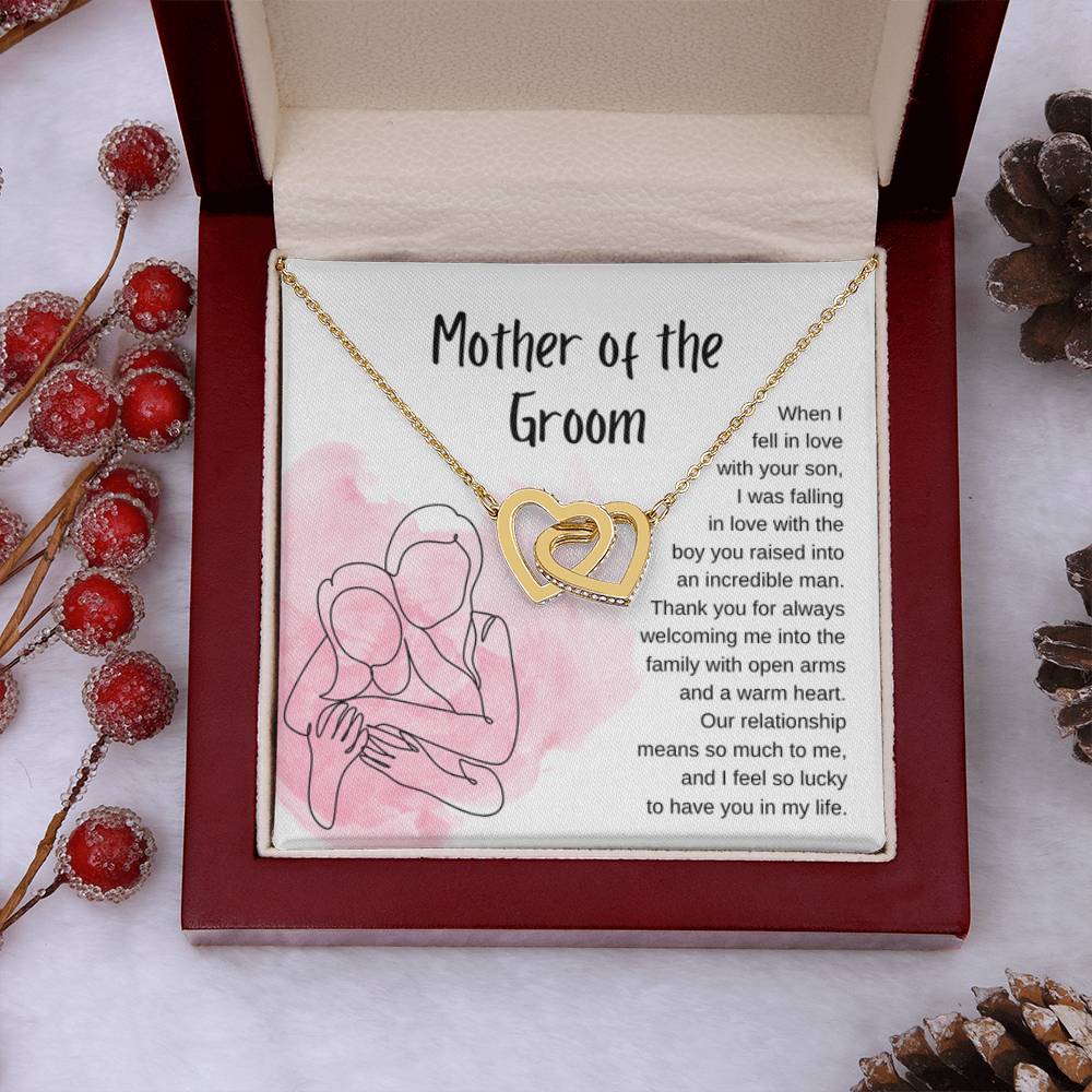 Mother of the Groom Present - Our relationship means so much to me - Interlocking Hearts Necklace - Personalize Memories