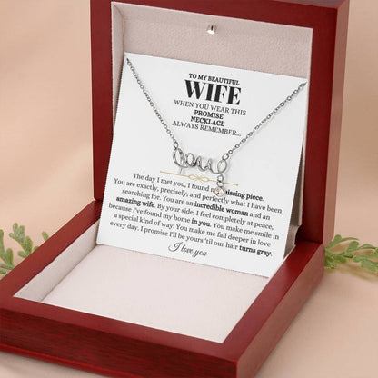 To My Wife Necklace - Perfect Gift from Husband for Birthday, Christmas & Valentine’s Day - Scripted Love Necklace - Personalize Memories