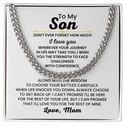 To My Son Necklace – Gift for Son from Mom – Cuban Link Chain - Personalize Memories