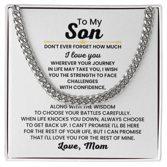 To My Son Necklace – Gift for Son from Mom – Cuban Link Chain - Personalize Memories