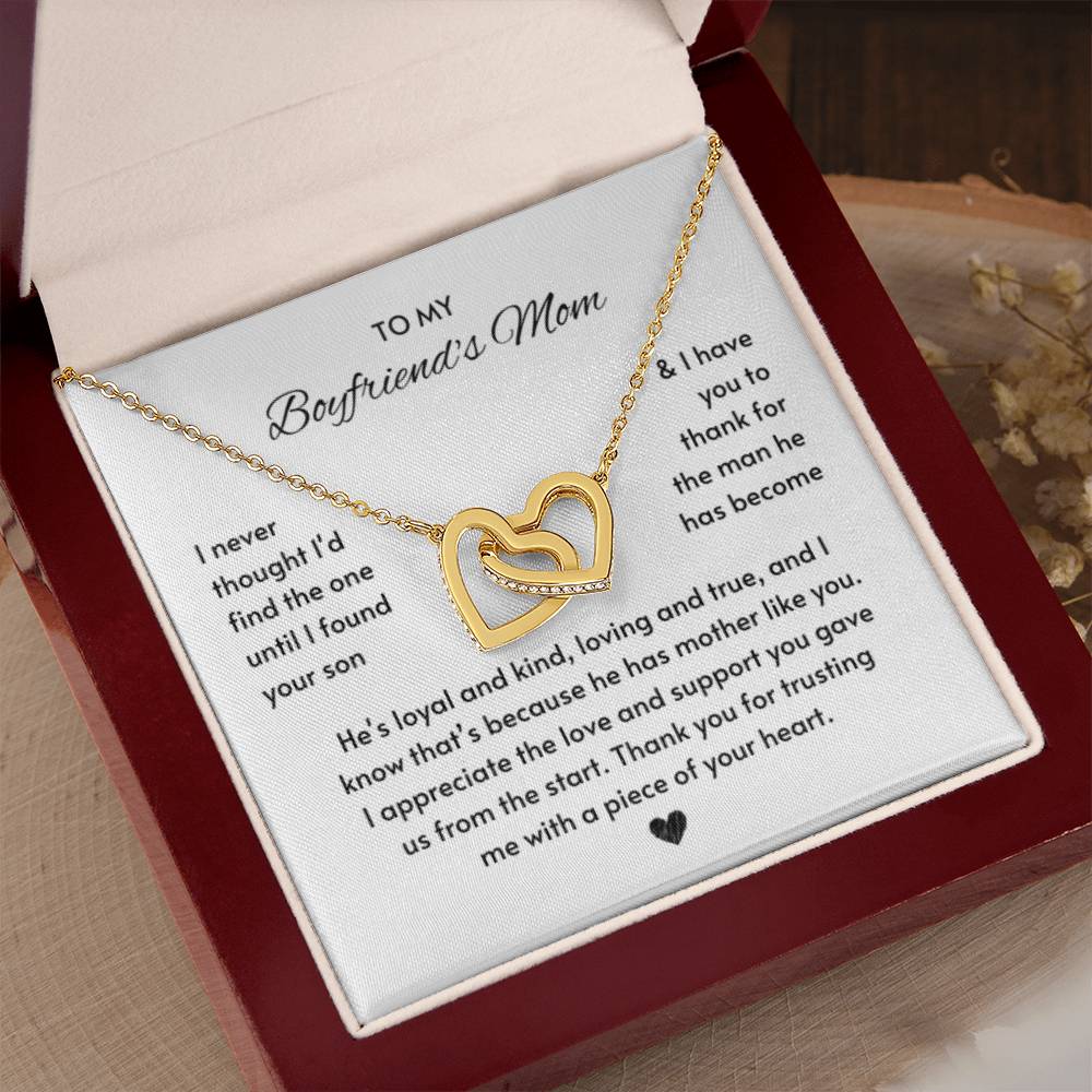 Heartfelt Gift for Boyfriend's Mom - I never thought I'd find the one until I found your son - Interlocking Hearts Necklace - Personalize Memories