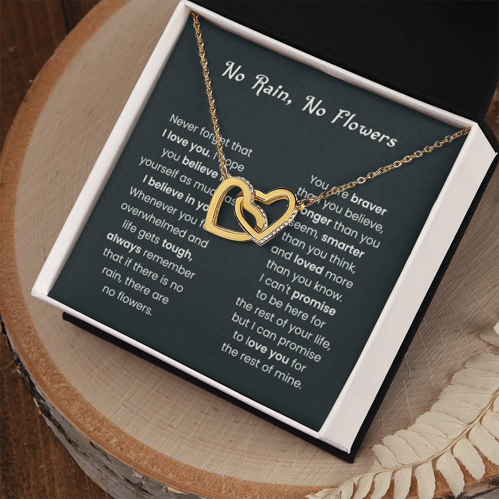 No Rain, No Flowers Gift for Her - Interlocking Hearts Necklace - Personalize Memories