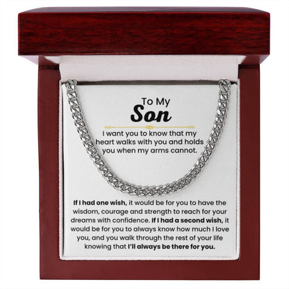 To My Son - If I had one wish - Cuban Link Chain - Gift for Son - Personalize Memories