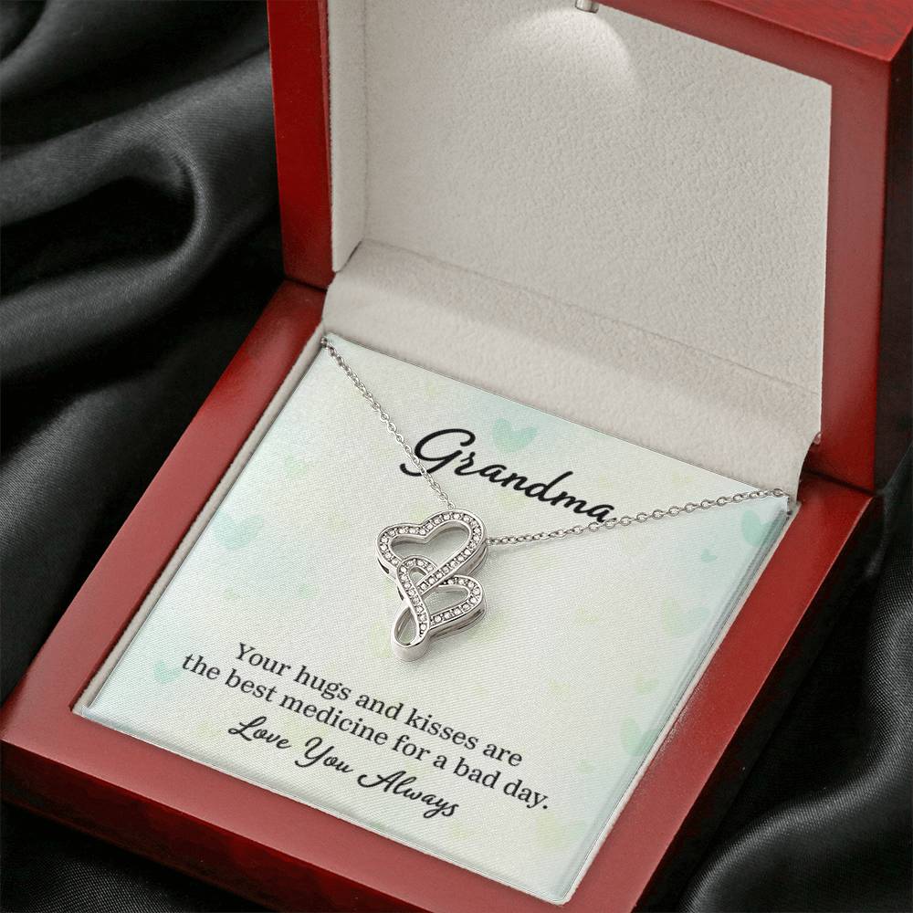 Gift for Grandma - Your Hugs and Kisses Grandma - Heart-to-heart Pendant Necklace - Personalize Memories
