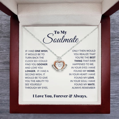 To My Soulmate Necklace - Heartfelt Gift for Her for Birthday & Romantic Days - Crown Pendant Necklace - Personalize Memories